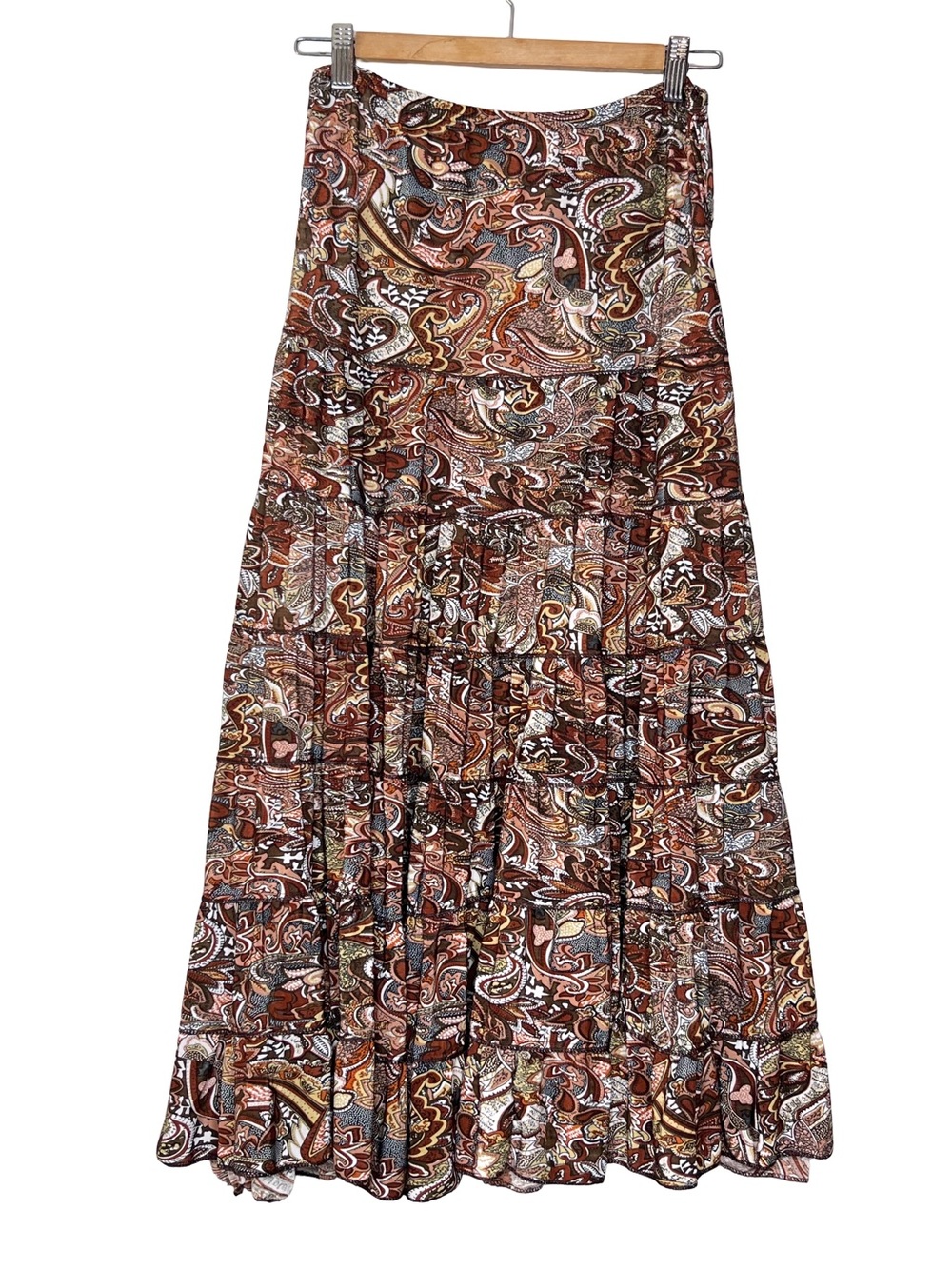 Fairy Grunge Whimsigoth Y2K Witchy Paisley Boho Tiered Midi Skirt Sz S